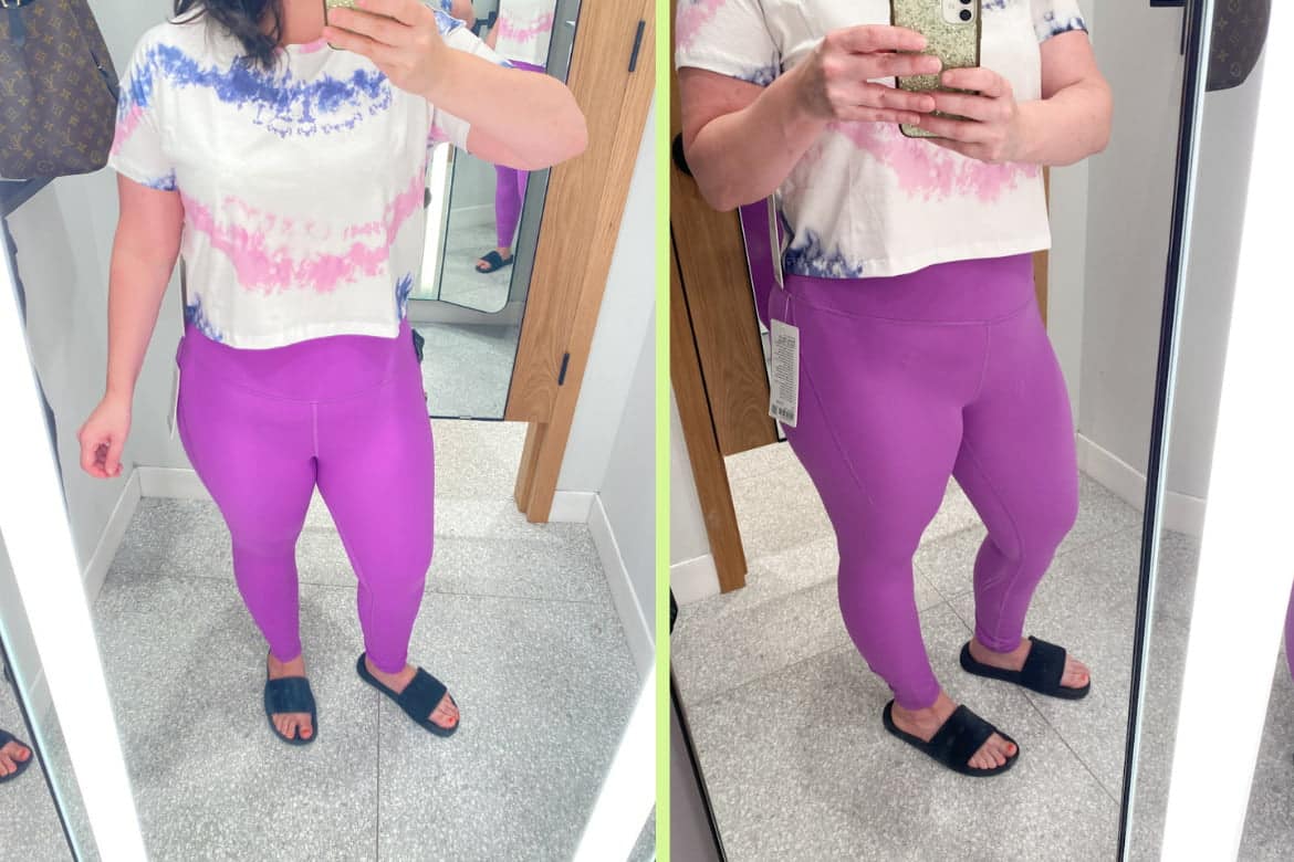 hot new lululemon leggings - lululemon wunder trains - wunder train high-rise tight with pockets - lululemon color: moonlit magenta