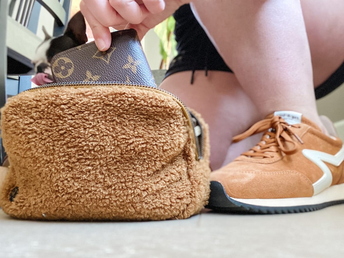 rag and bone retro sneakers + sherpa waist bag