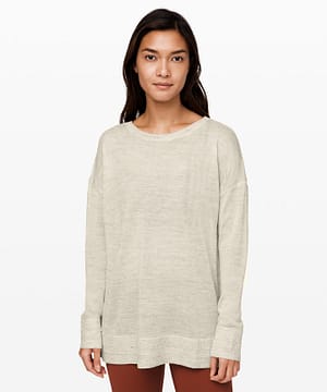 Well Being Crew Sweater Linen_heathered muslin