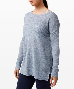 Well Being Crew Sweater Linen_heathered sail boat