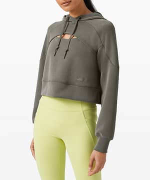 Get Centred Crop Hoodie grey sage