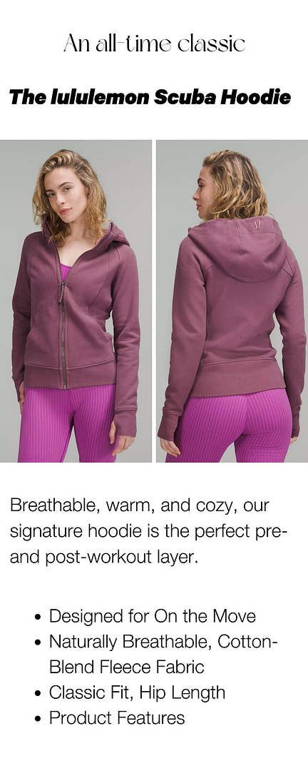 Infographic - Guide To Shopping at lululemon - how to choose the right lululemon hoodie or sweatshirt