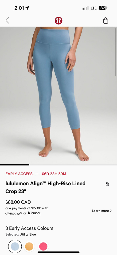 blue leggings from the Lululemon Early-Access