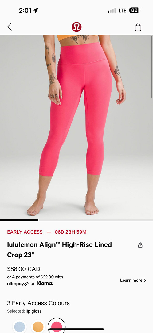 pink leggings from the Lululemon Early-Access