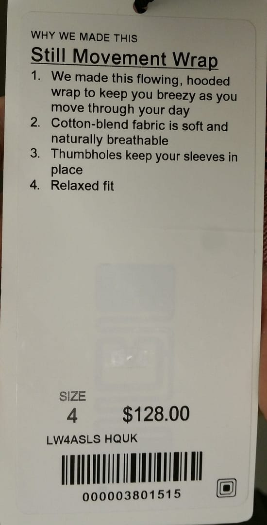 Lululemon Still Movement Wrap