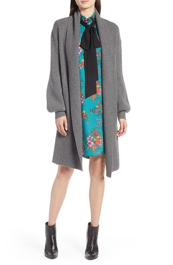 Halogen® Blouson Sleeve Long Cashmere Cardigan