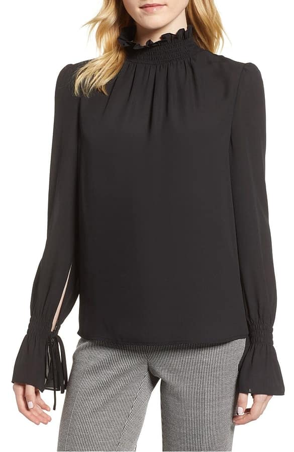 Smocked Neck Blouse VINCE CAMUTO