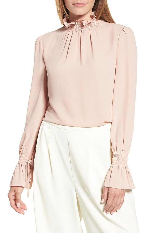 Smocked Neck Blouse VINCE CAMUTO