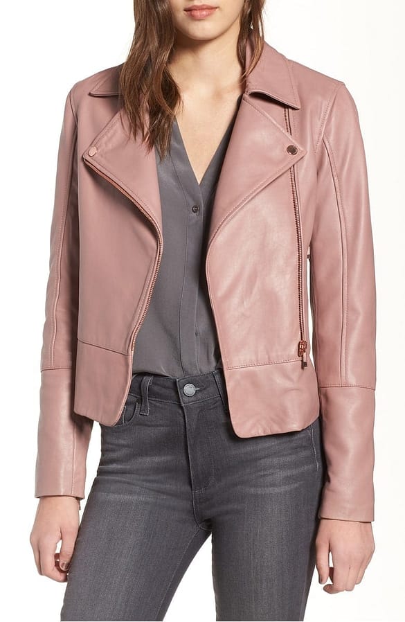 Ted Baker London Lizia Leather Biker Jacket Nude Pink Nordstrom Anniversary Sale 2018