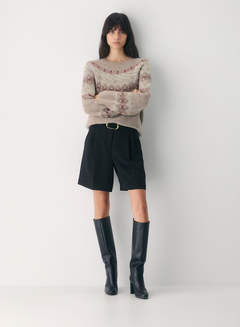 Wilfred Harlow Sweater Extra-fine merino wool crewneck with Fair Isle jacquard