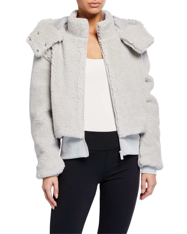   ALO YOGA FOXY SHERPA HOODED ACTIVE JACKET