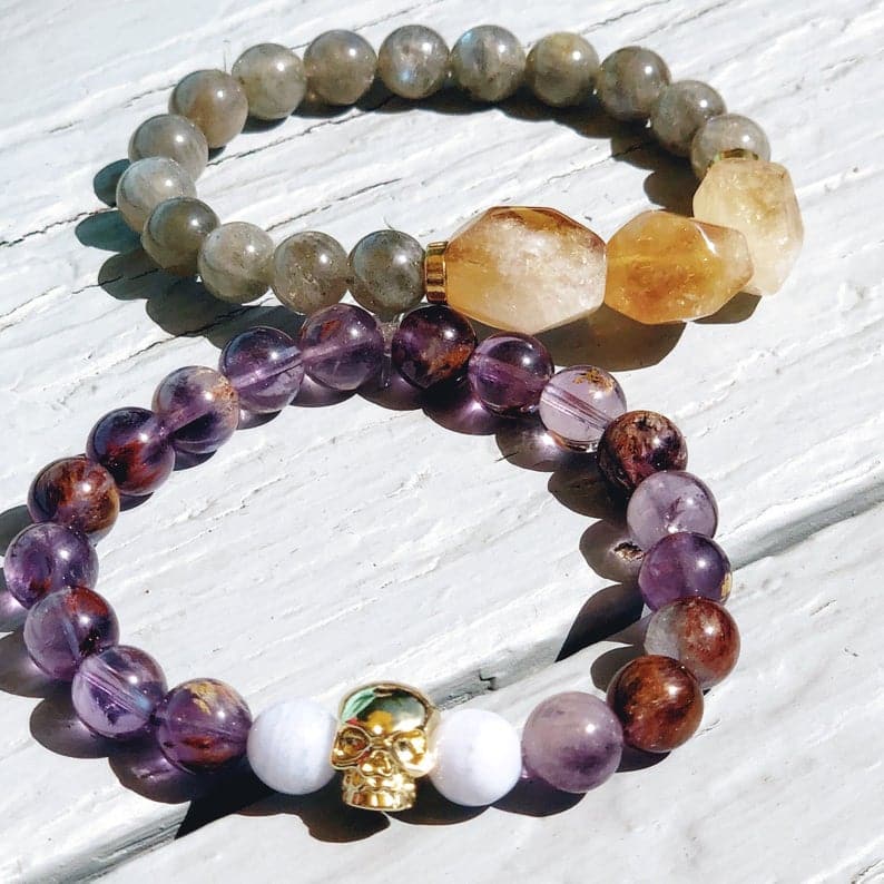 Citrine and Super Seven Mala Bead Bracelets by Empress Mala Designs