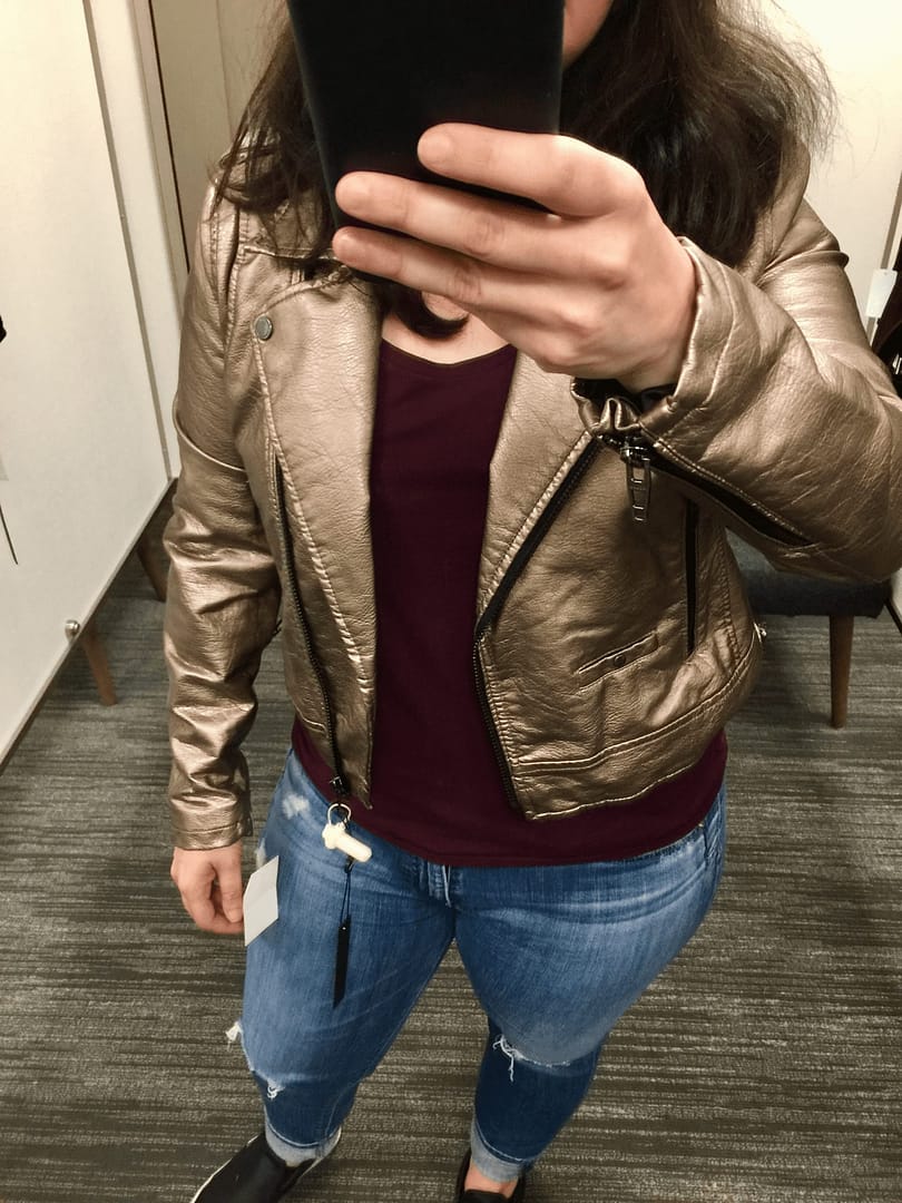 Metallic Faux Leather Moto Jacket BLANKNYC