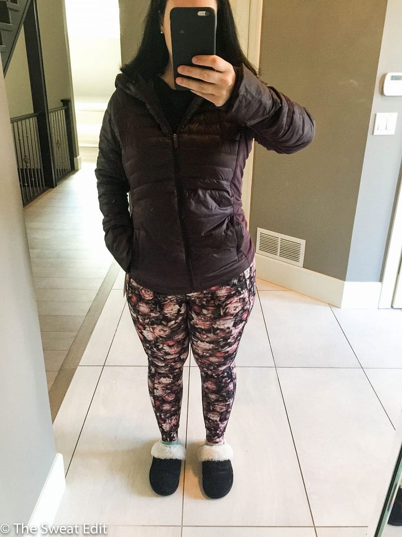 Lululemon Black Cherry Down For A Run Jacket and Peony Fast & Free 7/8 Tights