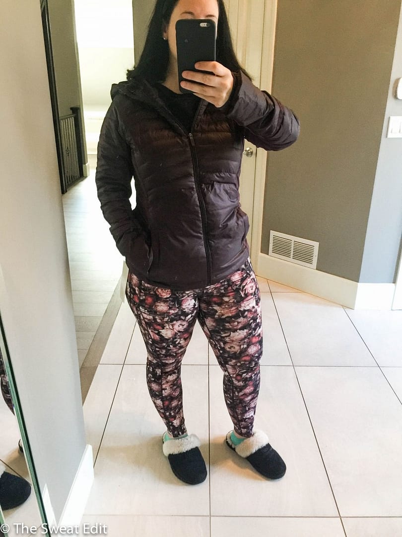 Lululemon Black Cherry Down For A Run Jacket and Peony Fast & Free 7/8 Tights