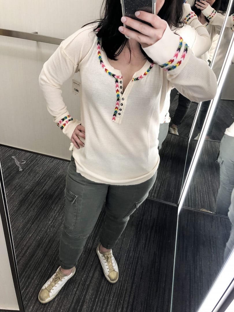 Free People Rainbow Thermal Tee