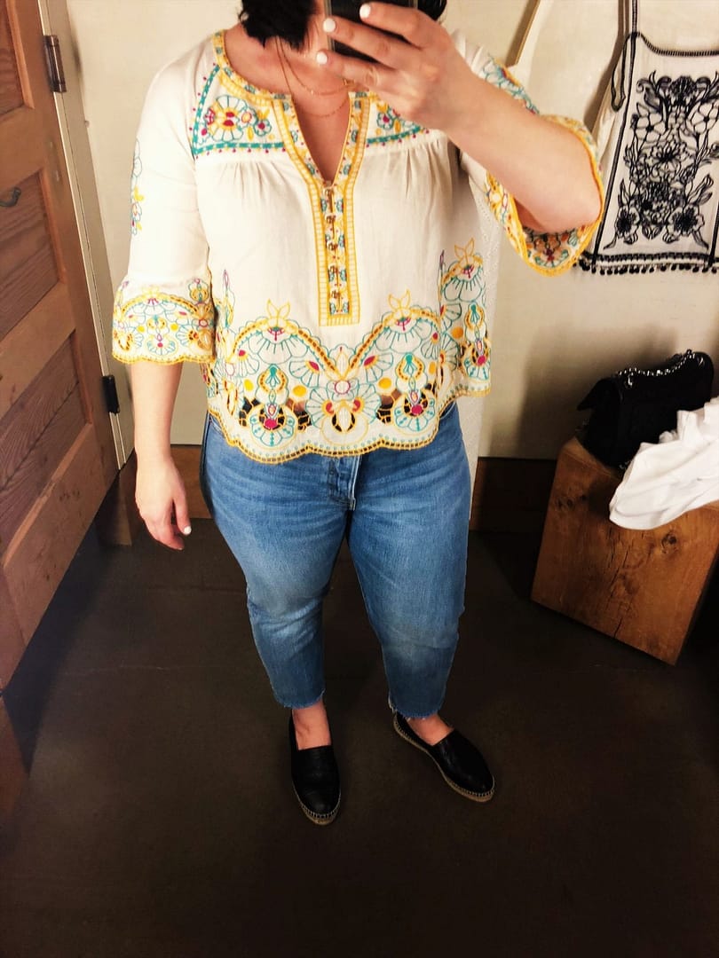 Anthropologie Bisbee Embroidered Top