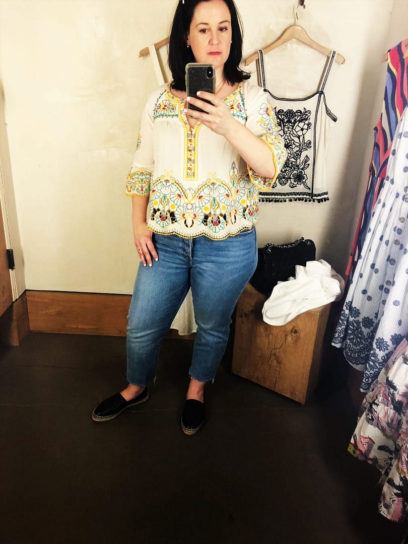 Anthropologie Bisbee Embroidered Top