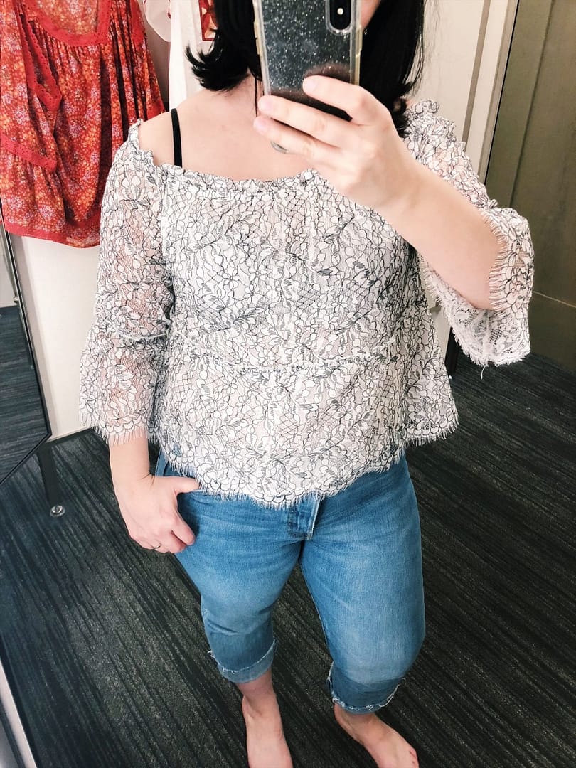 Cupcakes and Cashmere Nichols Off The Shoulder Lace Top