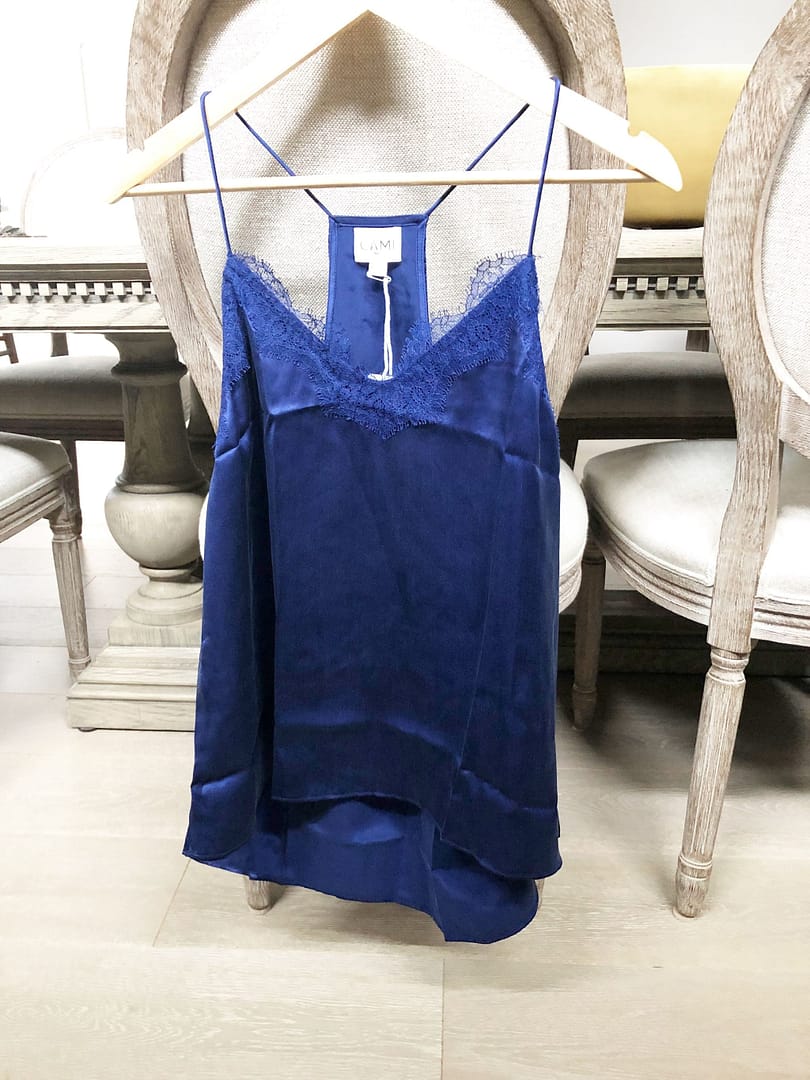 CAMI NYC Racer Charmeuse Top Sapphire