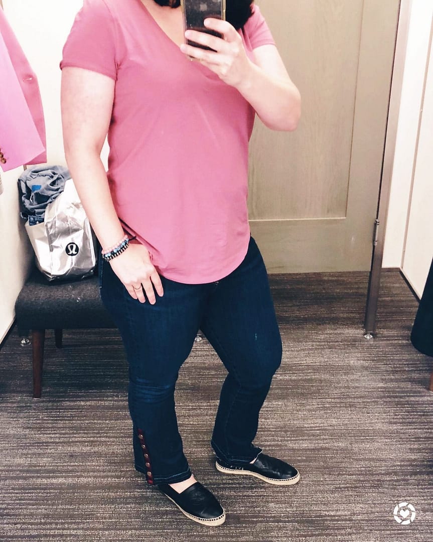 Nordstrom Anniversary Sale 2018 Dressing Room Selfies, Veronica Beard Button Hem Baby Boot Jeans