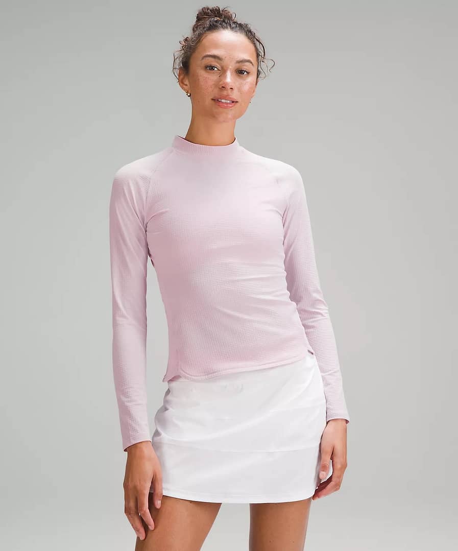 lululemon - Grid-Texture Tennis Long-Sleeve Shirt - pink peony