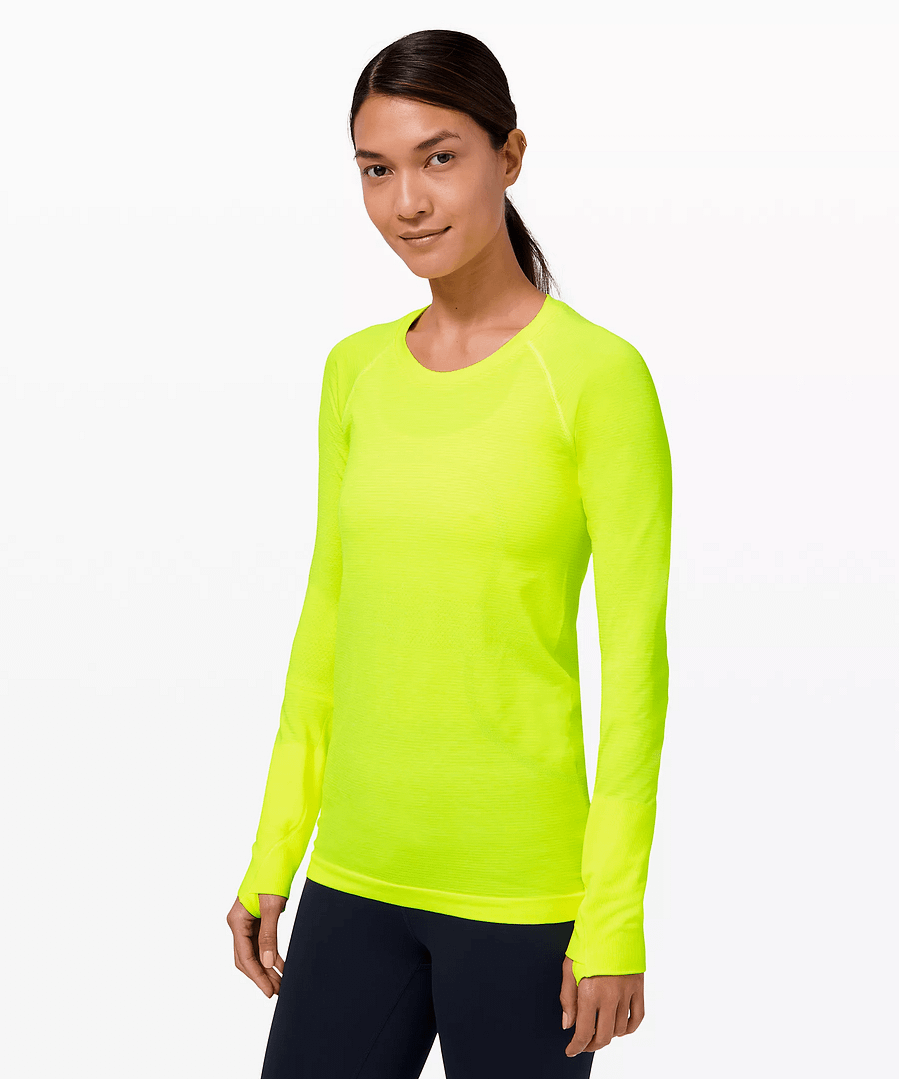 lululemon swiftly tech LS, highlighter yellow