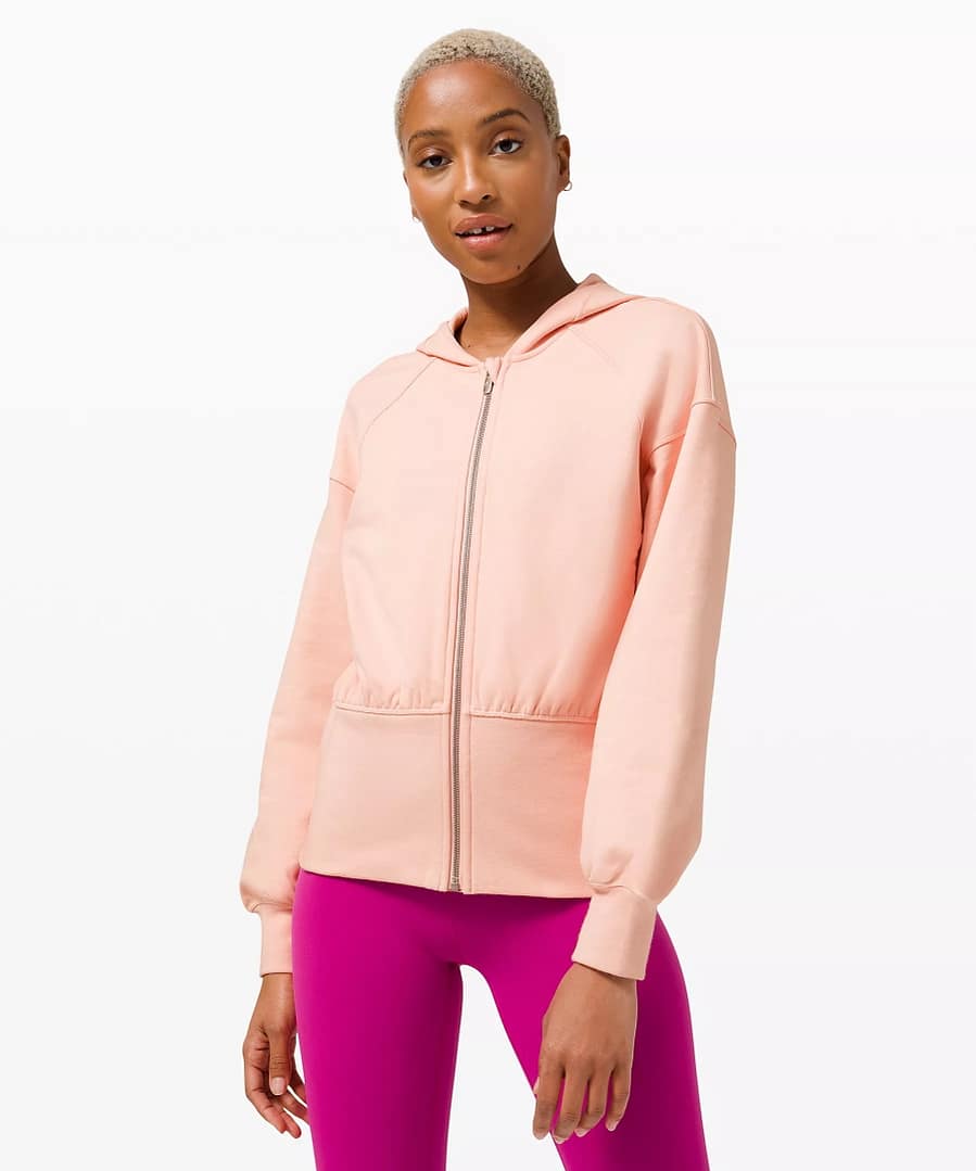 Hugged-Waist Cotton Zip Hoodie