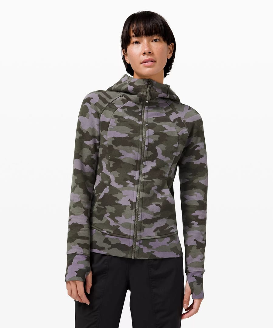 Scuba Hoodie Light Cotton Fleece-Heritage 365 Camo Dusky Lavender Multi