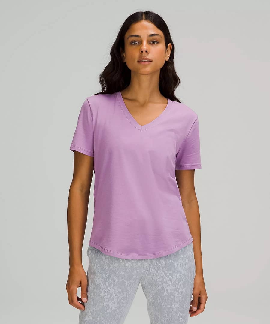 Love Tee Short Sleeve V-Neck T-Shirt wisteria purple