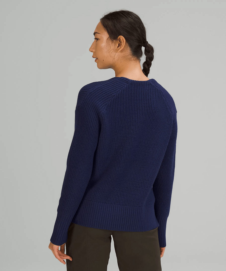 Merino Wool V-Neck Sweater night sea 3