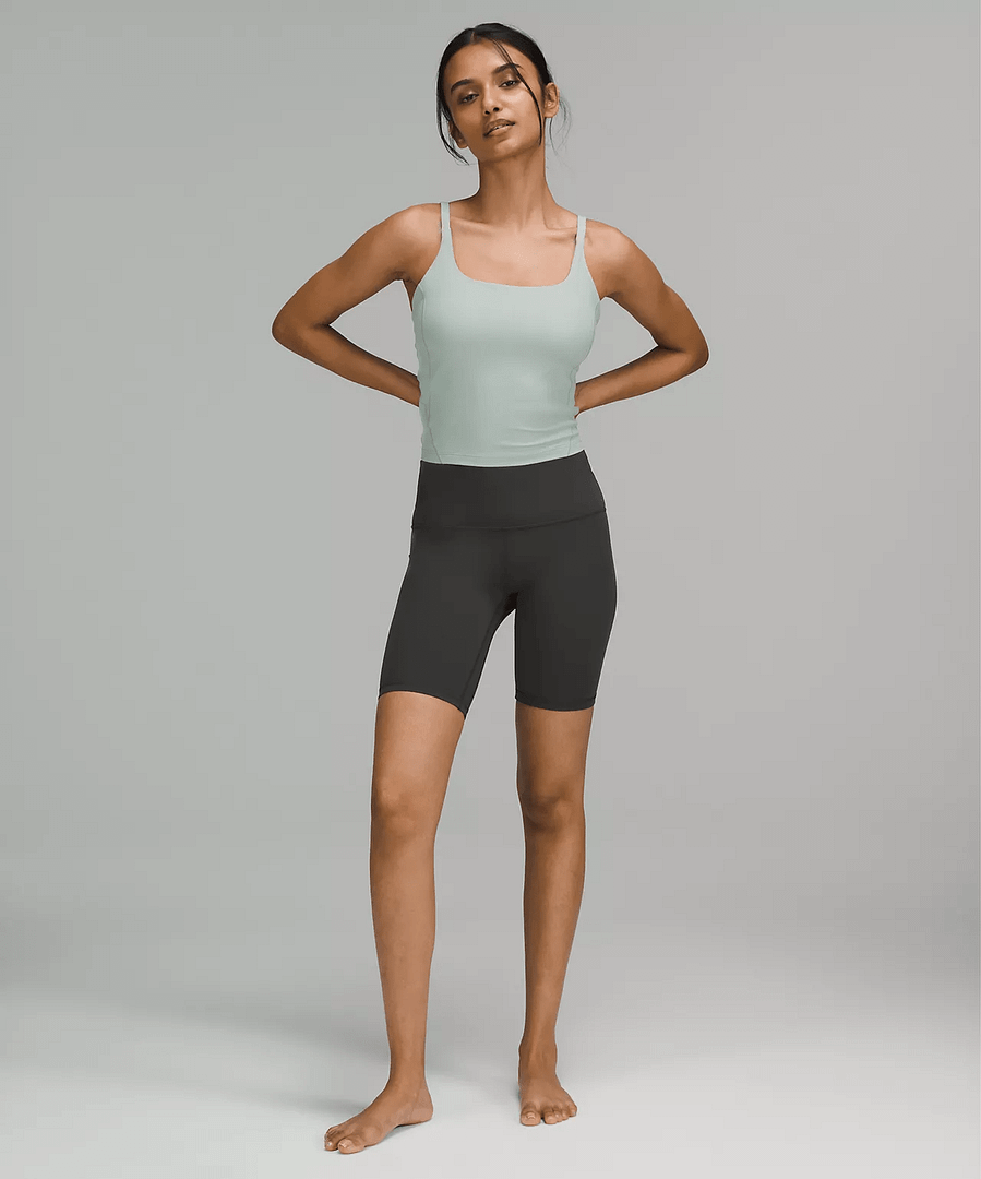Strappy Nulu Shelf Tank Top silver blue