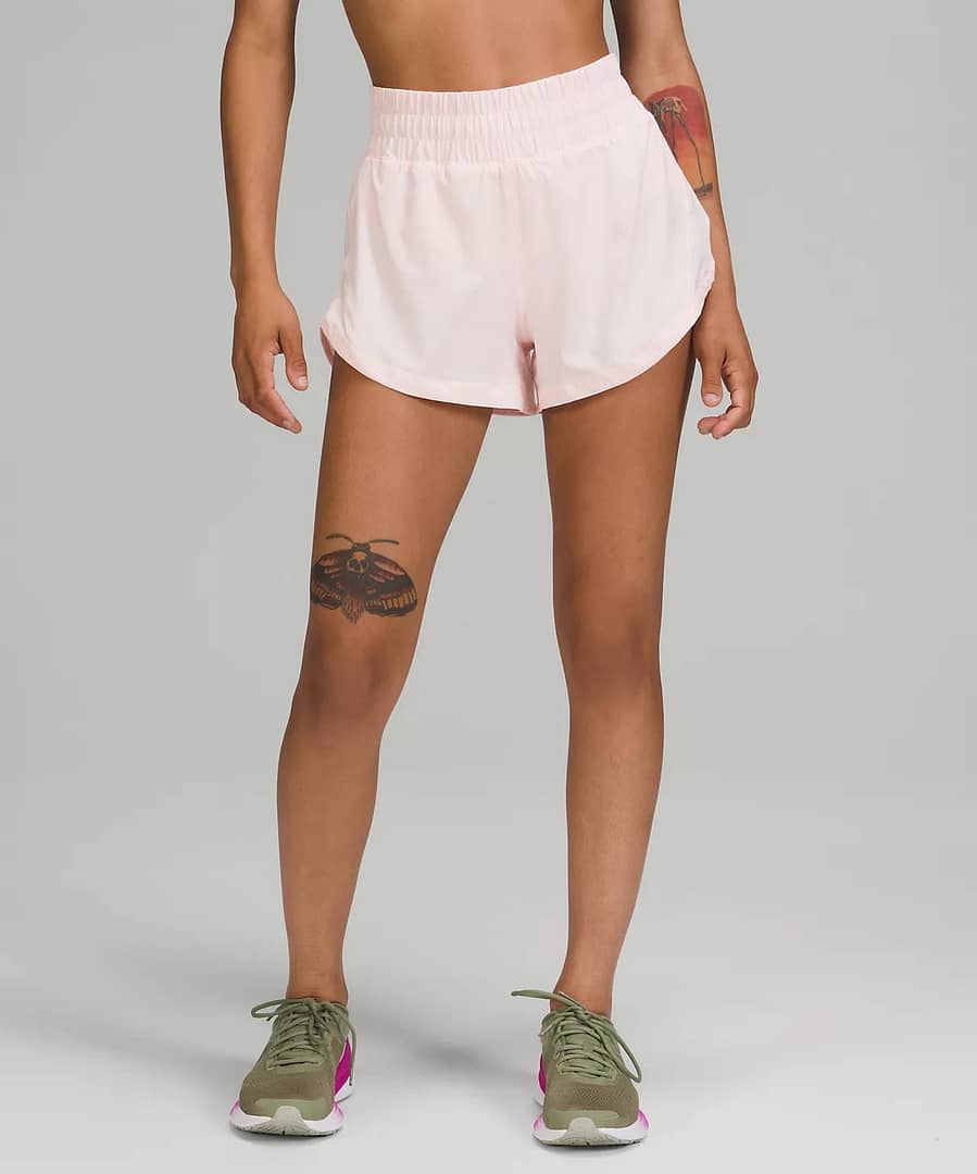 Track That High-Rise Lined Short 3 - strawberry milkshake