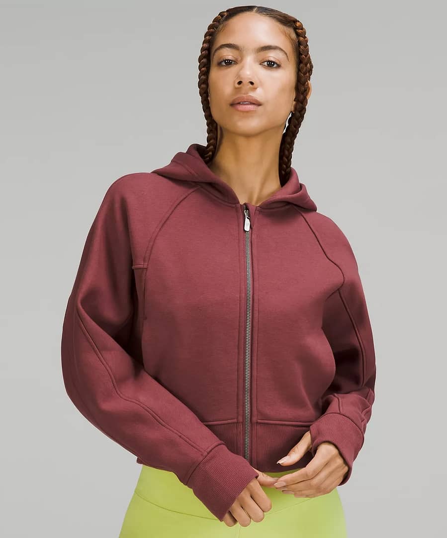 Thick Fleece Zip Hoodie - smokey red - black 3
