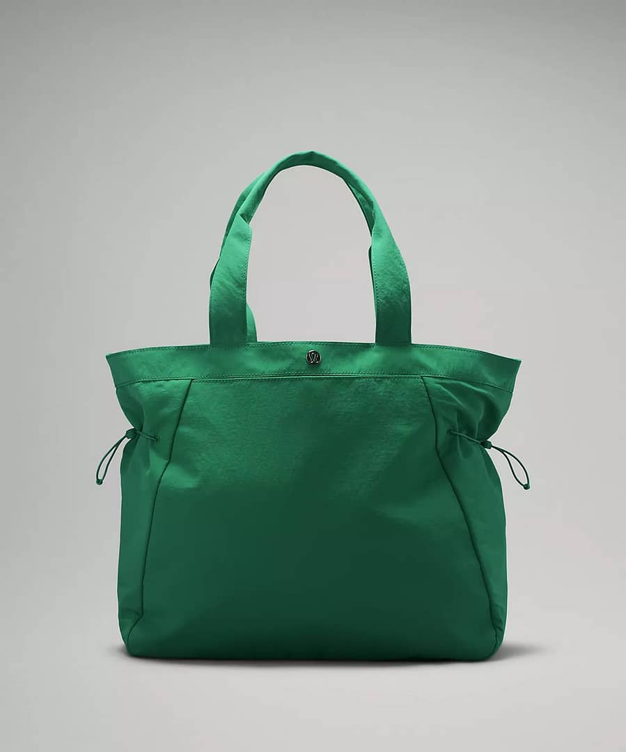 front details of Side-Cinch Shopper Bag 18L - emerald ice 3 for lululemon sweat collective