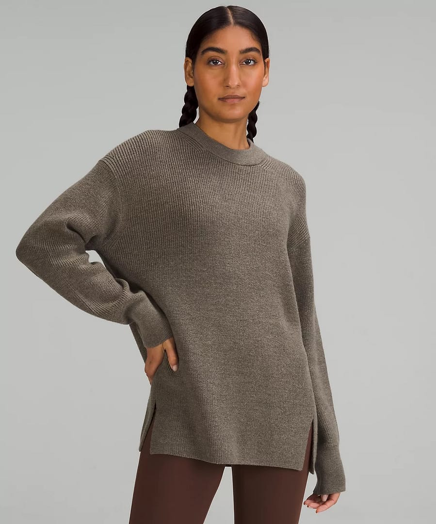 Merino Wool-Blend Ribbed Crewneck Sweater
