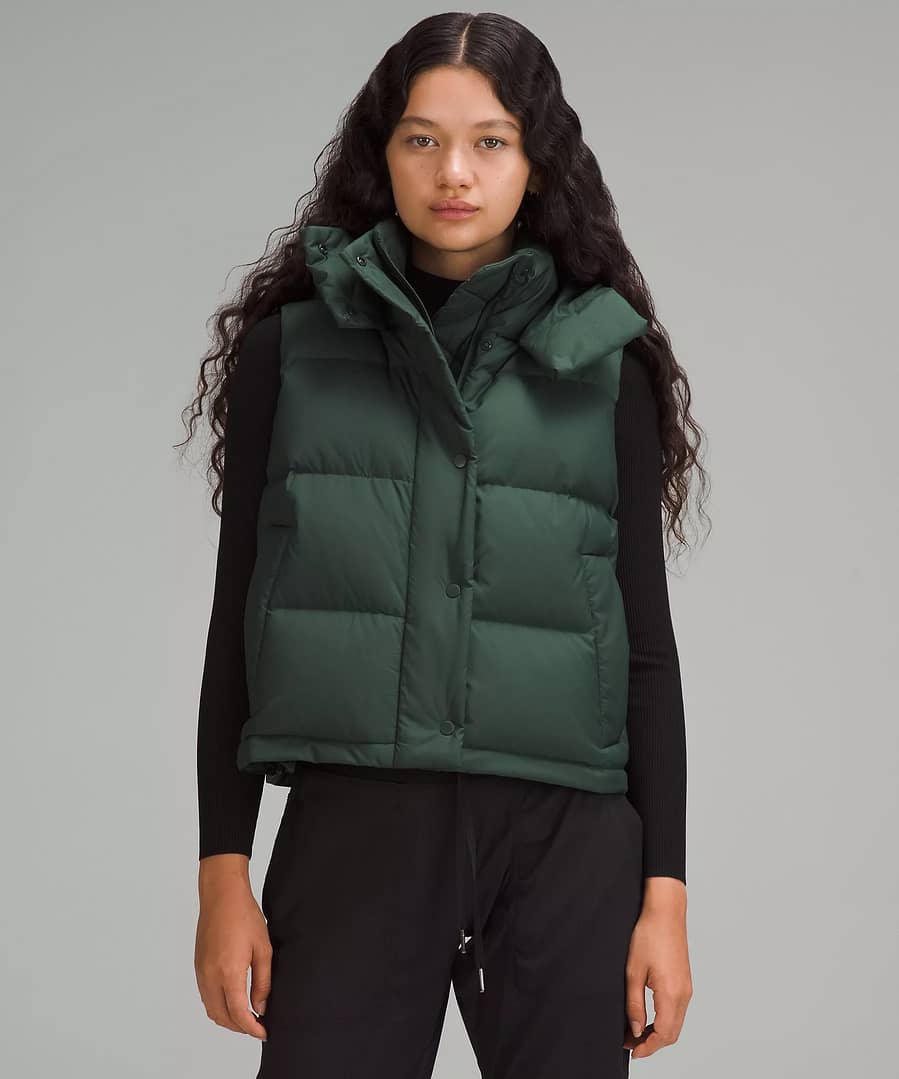 Wunder Puff Cropped Vest legacy green