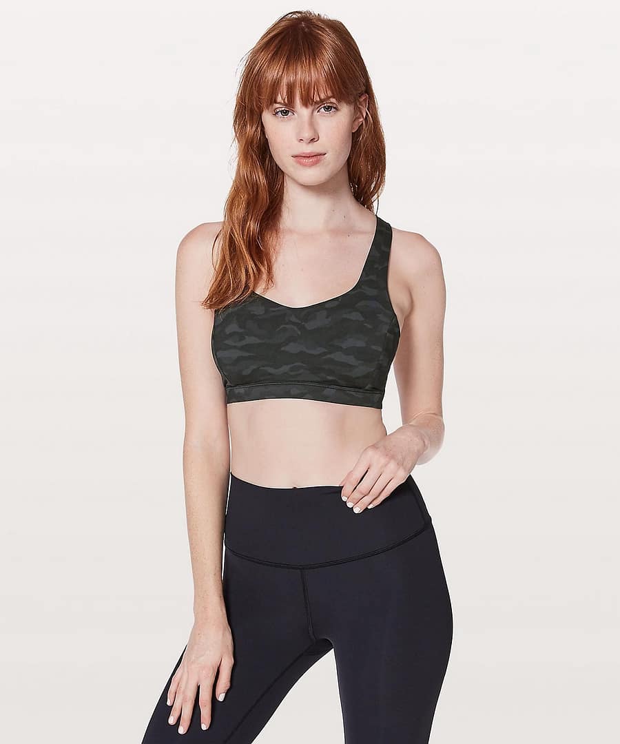 Sequoia Camo Print Deep Coal Black - Free To Be Serene Bra - Lululemon