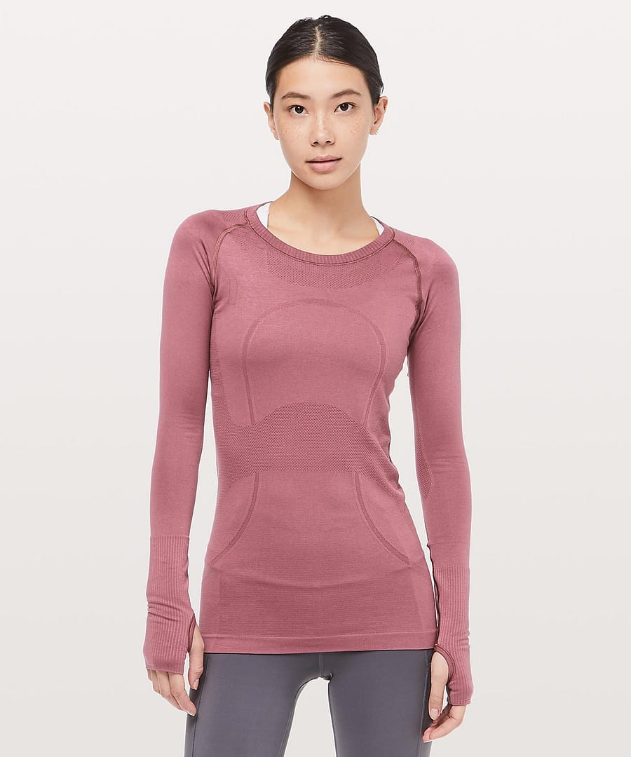 Swiftly Tech Long Sleeve Crew, Misty Merlot