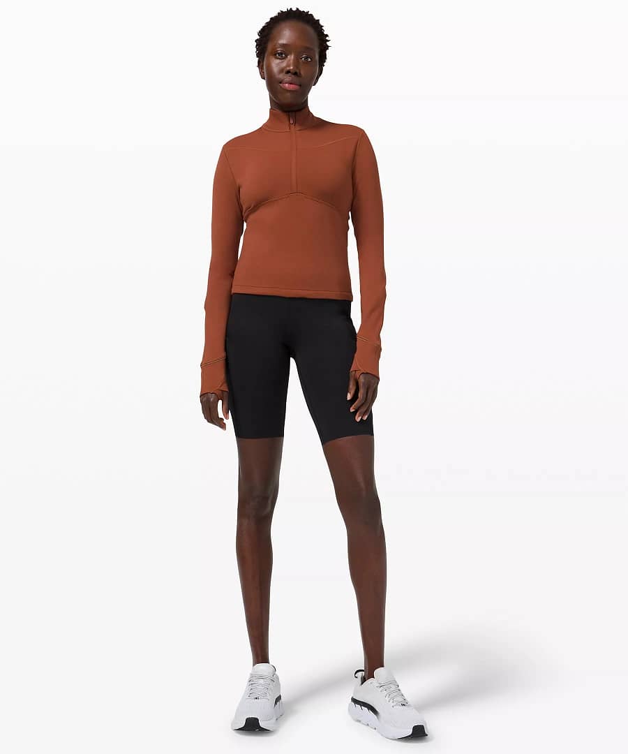 Rulu™ Running Cropped 1/2 Zip_dark terracotta