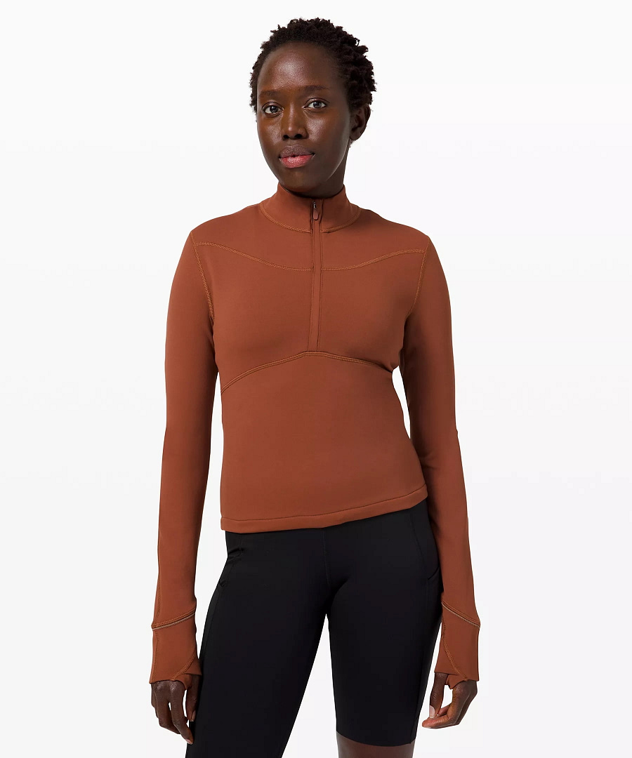 Rulu™ Running Cropped 1/2 Zip_dark terracotta