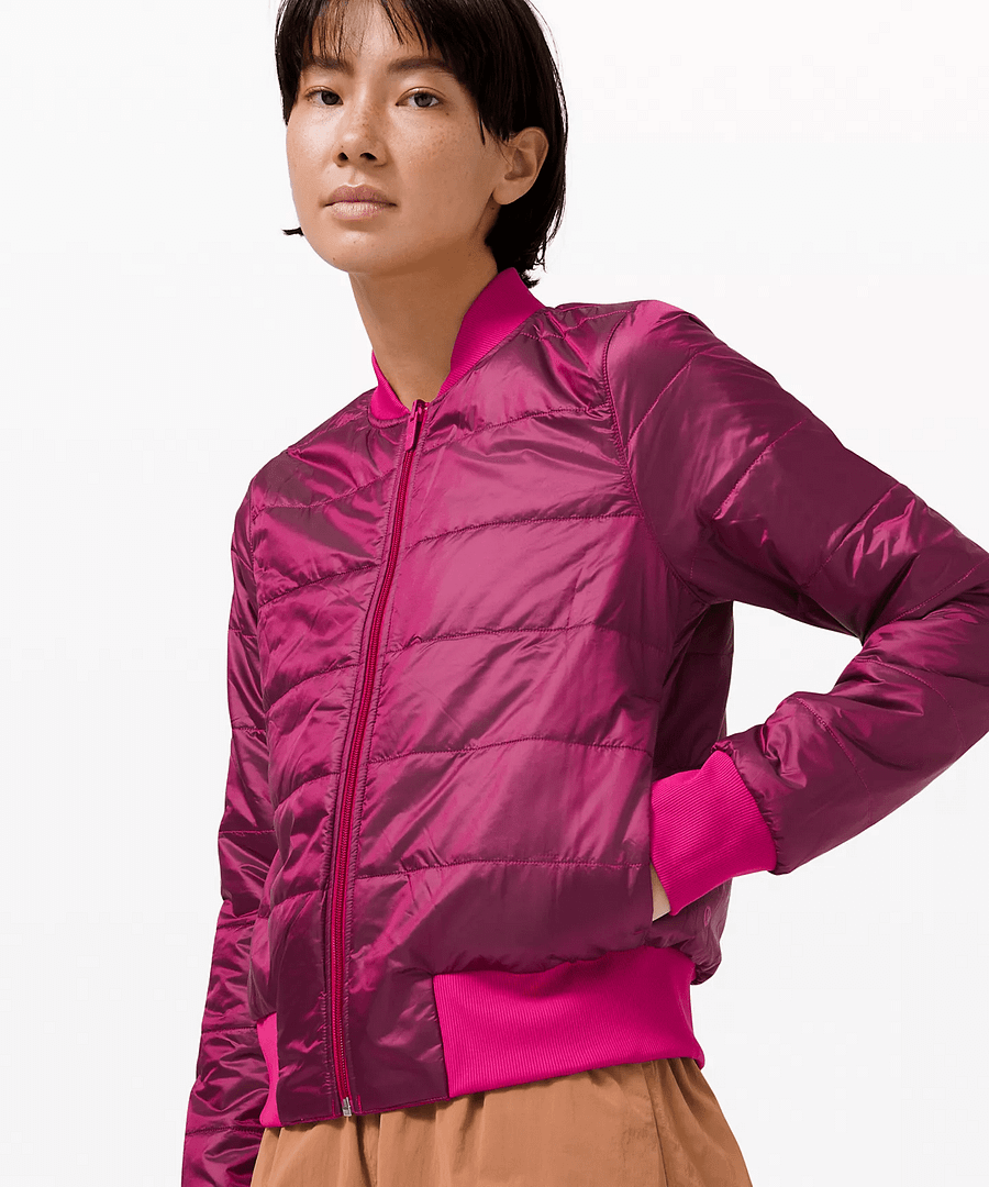 Lululemon Non-Stop Bomber, Ripened Raspberry - Impuse Buy at lululemon, the best pink bomber jacket