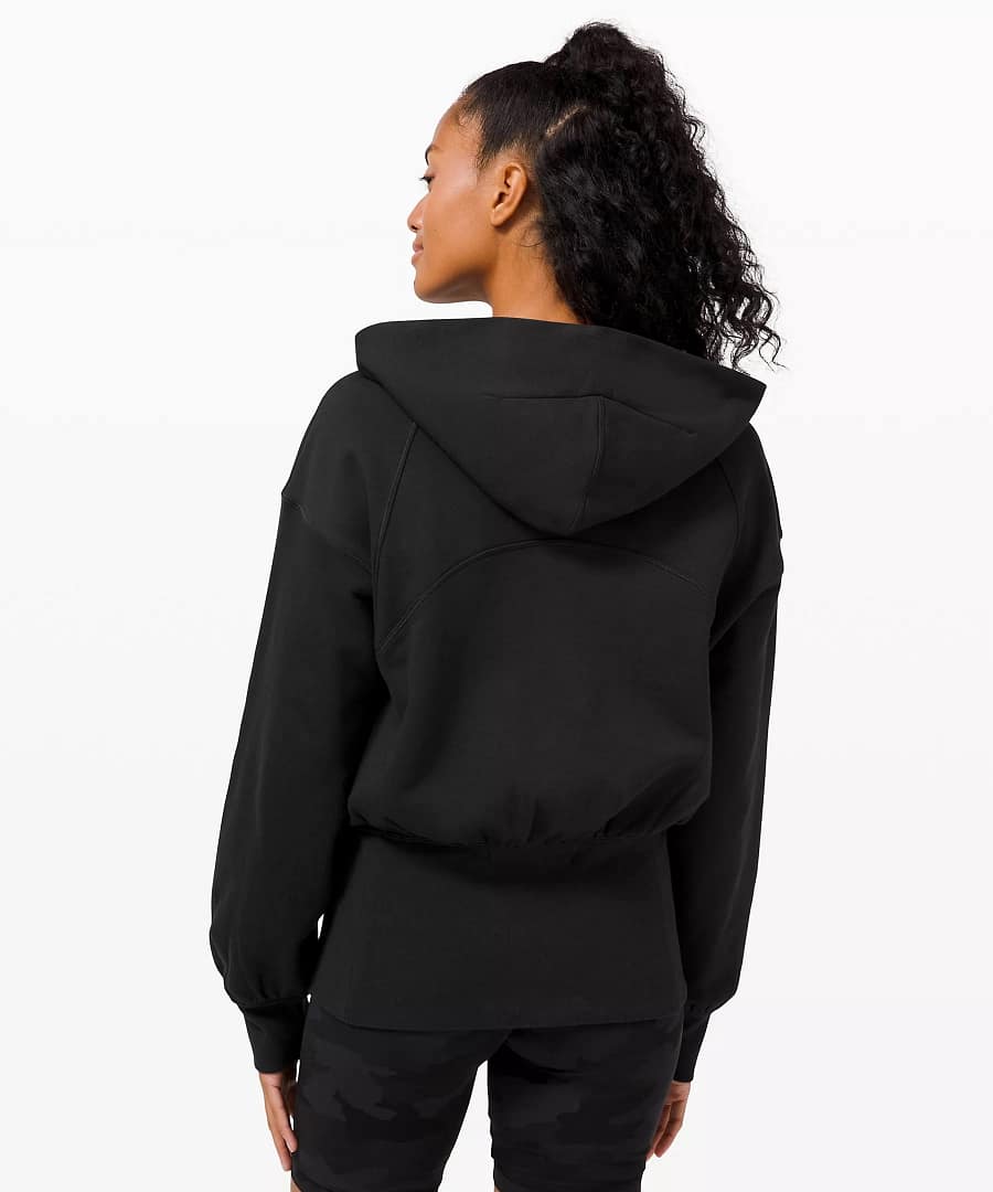 Hugged-Waist Cotton Zip Hoodie