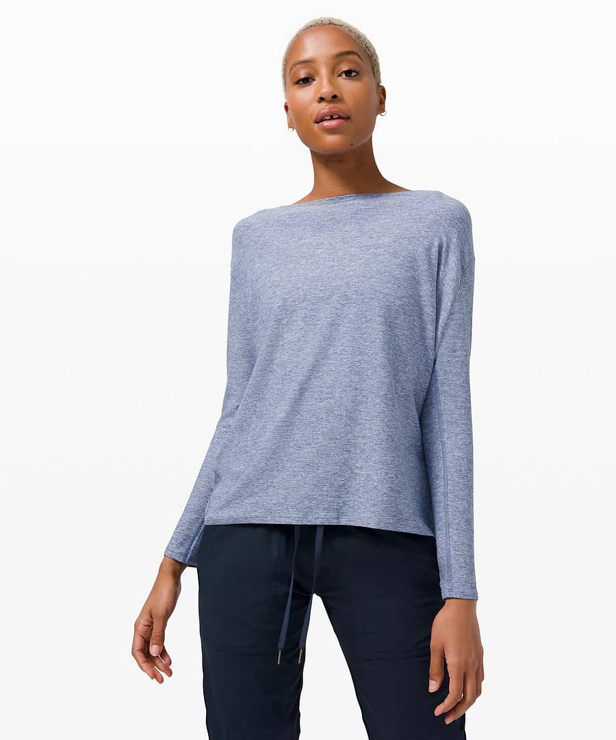 Back in Action Long Sleeve Rulu heathered water drops