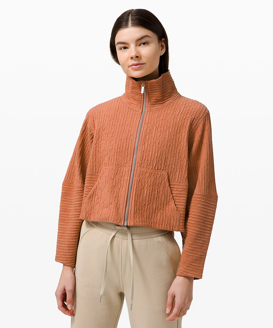 Textured Cropped Jacket Online Only