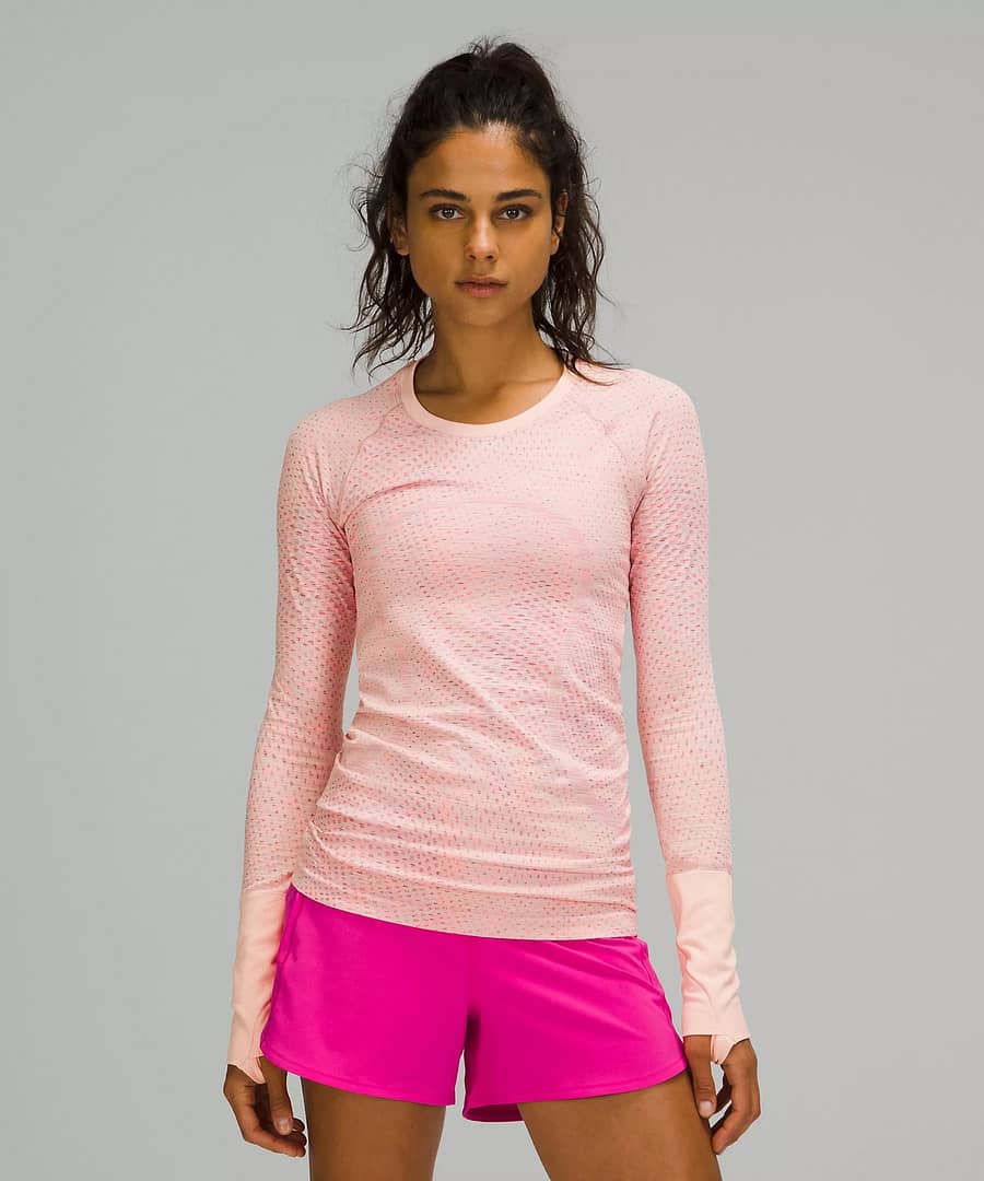 swiftly tech Long sleeve 2.0 Grid Warp Pink Mist/Sonic Pink Multi