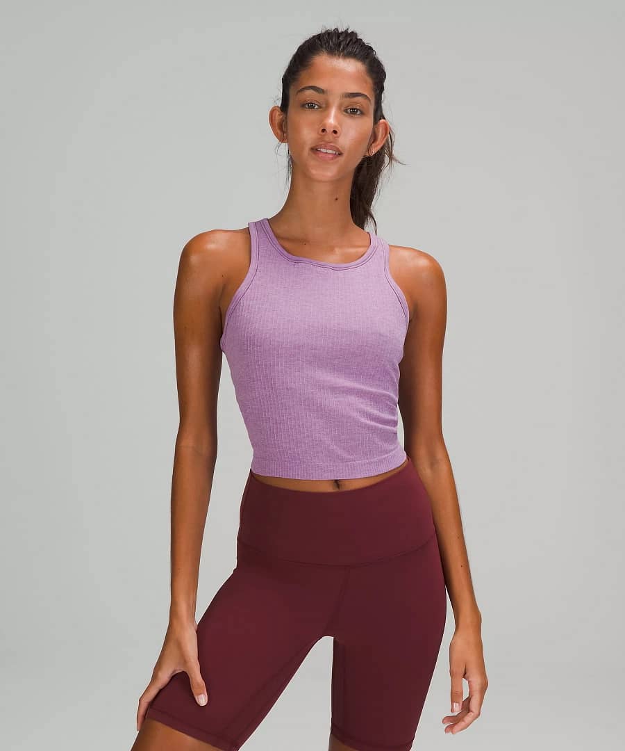 Ebb To Street Racerback Crop Tank Top wisteria purple