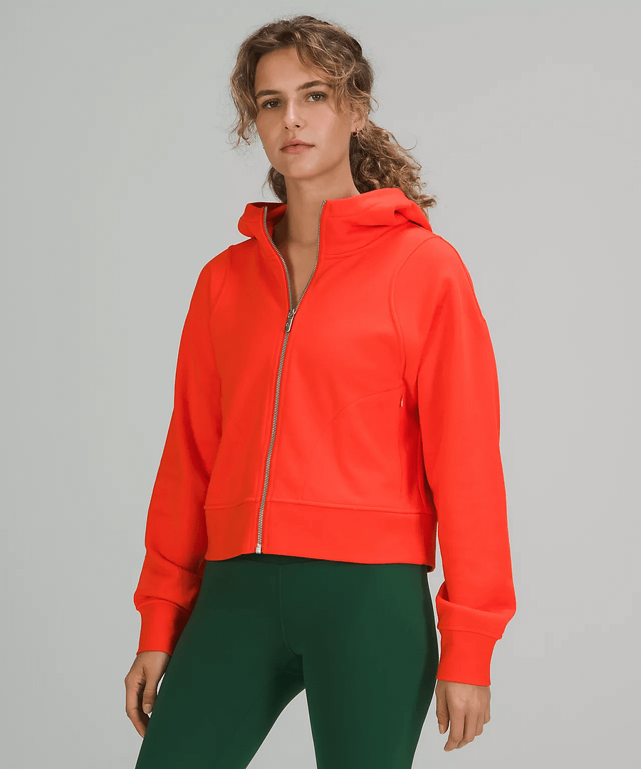 Cotton French Terry Zip Hoodie autumn red