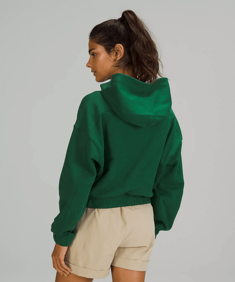 Relaxed Cropped Hoodie everglade green 2