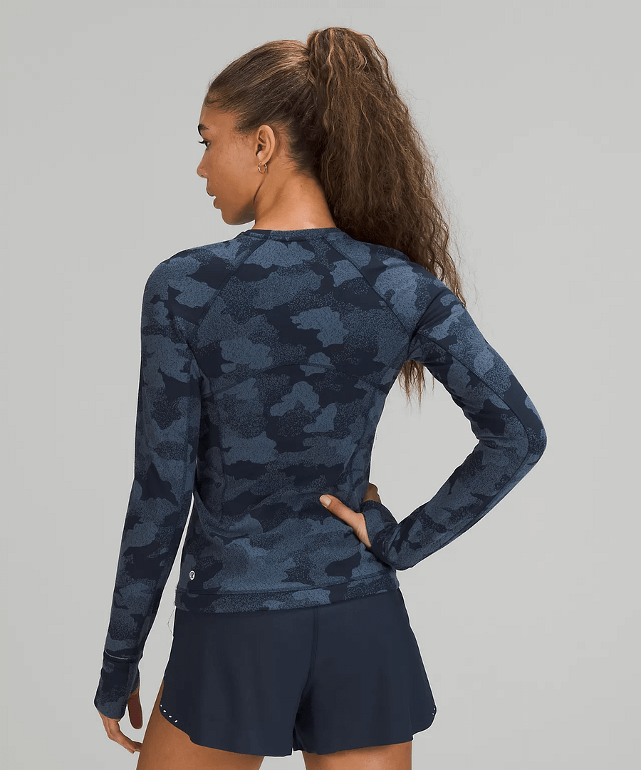 It's Rulu Run Long Sleeve Shirt Heritage Speckle Camo Jacquard True Navy Iron Blue 3